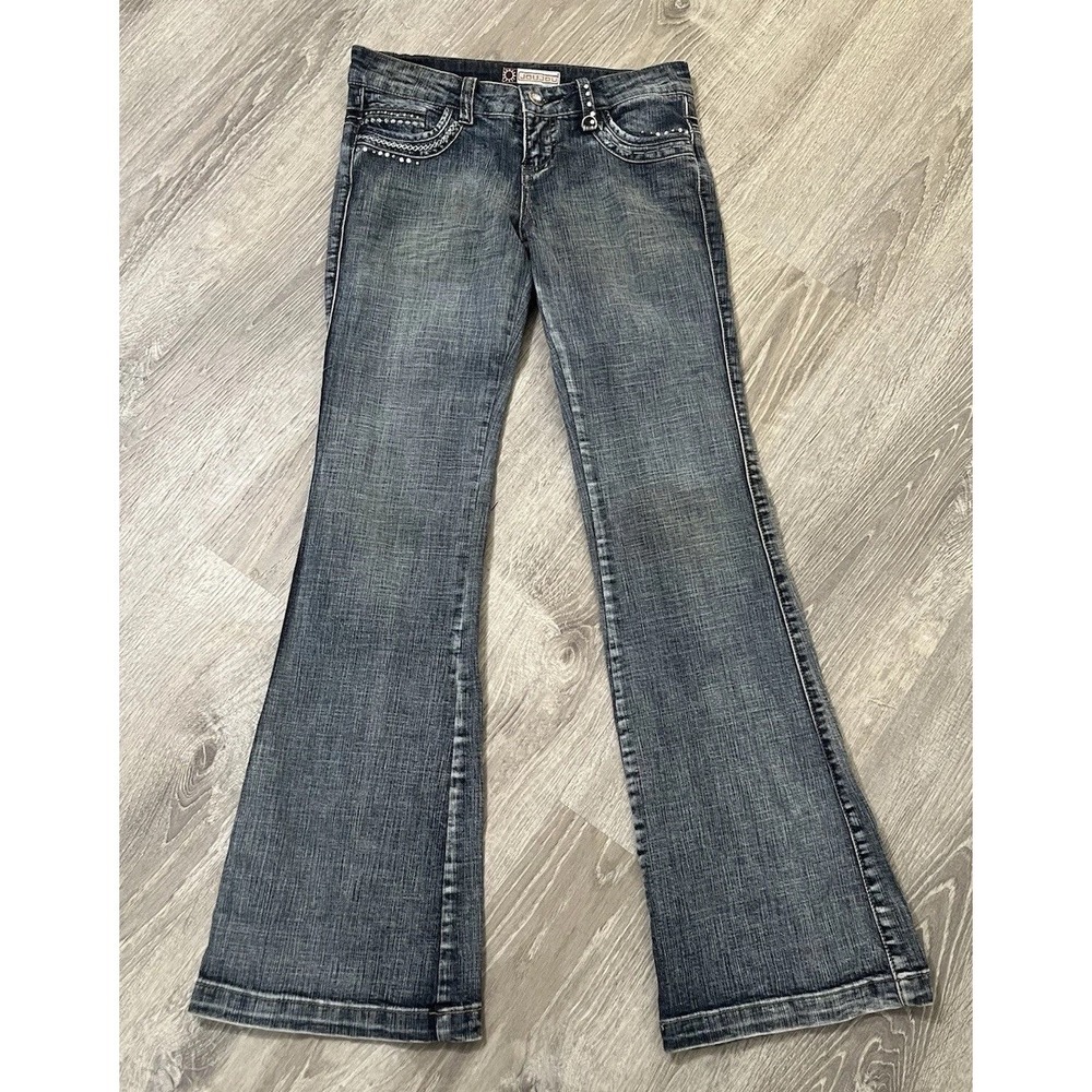 Joujou Jeans Womens 5/6 Embellished Bootcut Mid Rise Stretch Denim 30x31